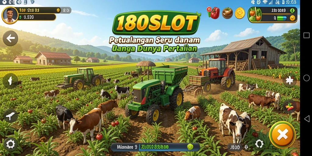 Tangkapan layar utama 180SLOT menampilkan keindahan kebun dan hewan ternak.