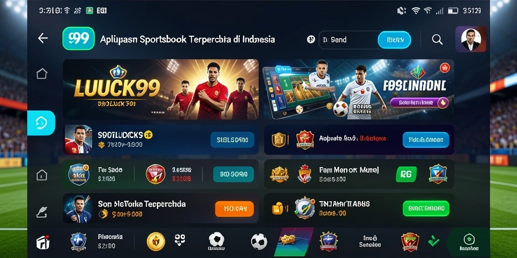 Tampilan utama aplikasi 99LUCK99 dengan fitur taruhan olahraga.