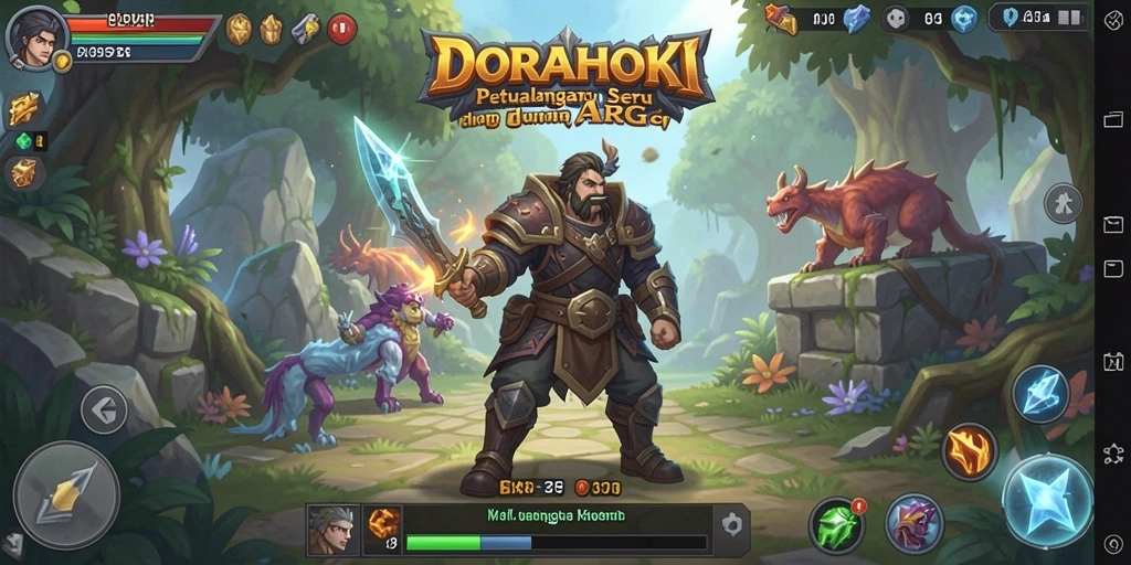 Tangkapan layar DORAHOKI menampilkan pertempuran epik di arena ARPG.