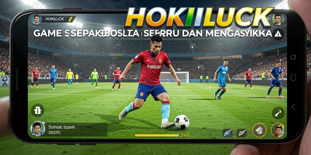 Tampilan gameplay HOKILUCK dengan aksi sepak bola yang menegangkan.