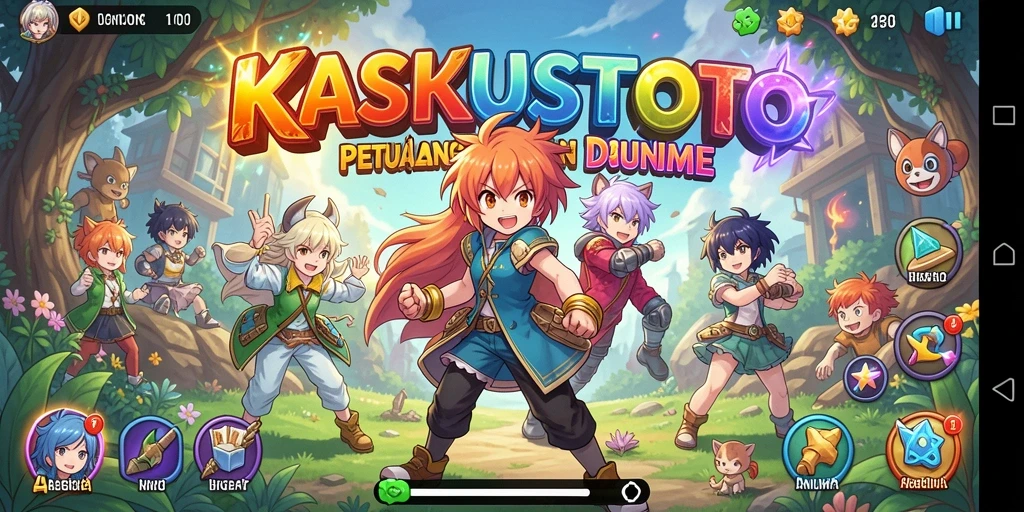 Screenshot gameplay KASKUSTOTO dengan karakter anime yang menarik.