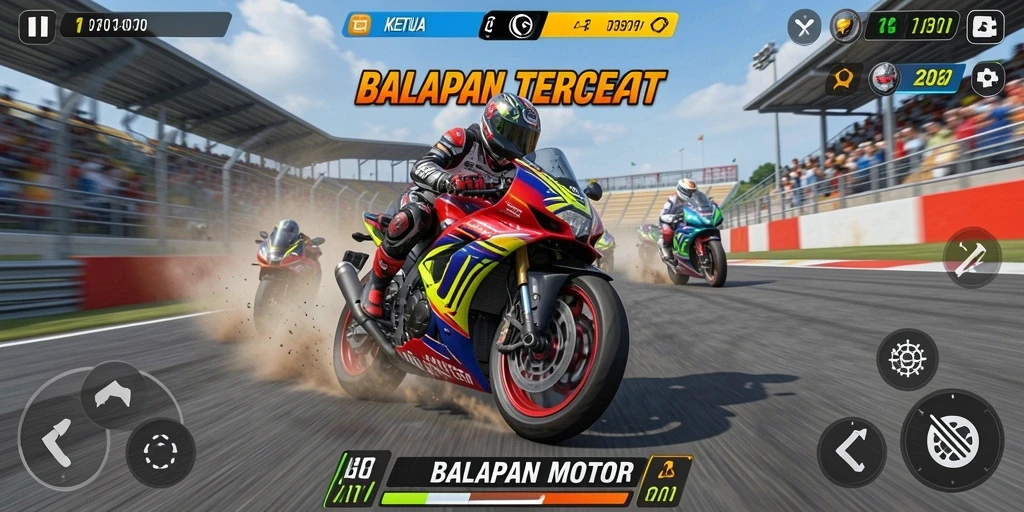 Gameplay seru dan mendebarkan di KETUA saat balapan motor.