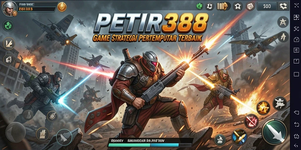 Tampilan strategis pertempuran dalam gameplay PETIR388.