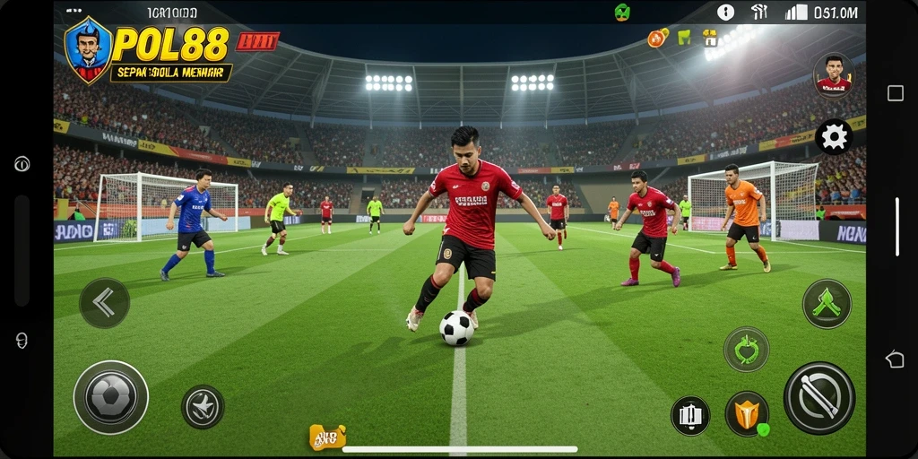 Tangkapan layar gameplay POL88 menampilkan aksi seru dalam pertandingan sepak bola.