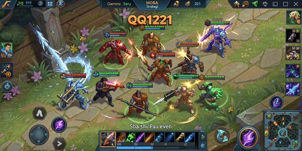 Screenshot menunjukkan aksi intens di arena pertarungan QQ1221.