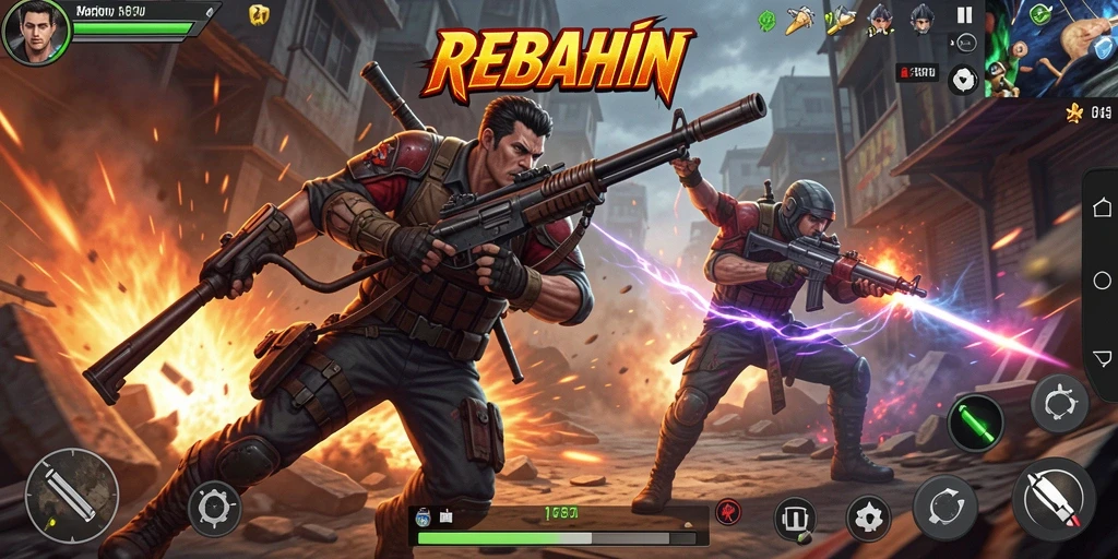 Tangkapan layar REBAHIN menunjukkan pertarungan mendebarkan yang penuh aksi.