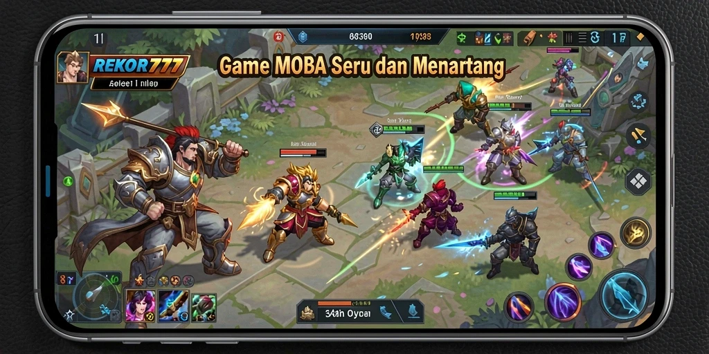 Screenshot utama gameplay seru dari REKOR777 dalam aksi MOBA.