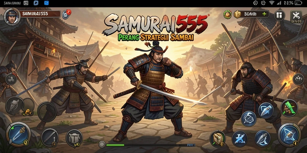 Tampilan gameplay intens dari SAMURAI555 dengan pertarungan samurai.