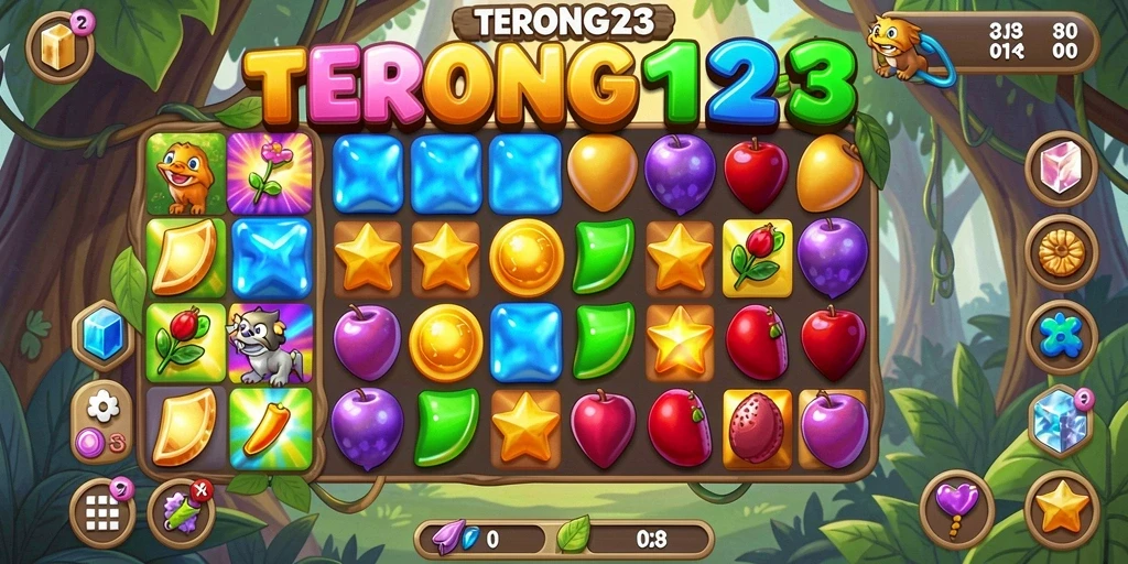 Screenshot gameplay teras permainan Match-3 yang seru.